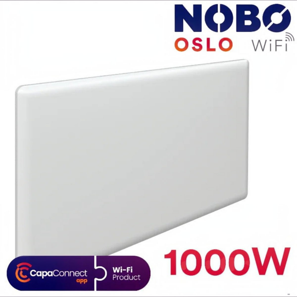 Radiatore elettrico NOBO OSLO WiFi 1000 W, vista frontale