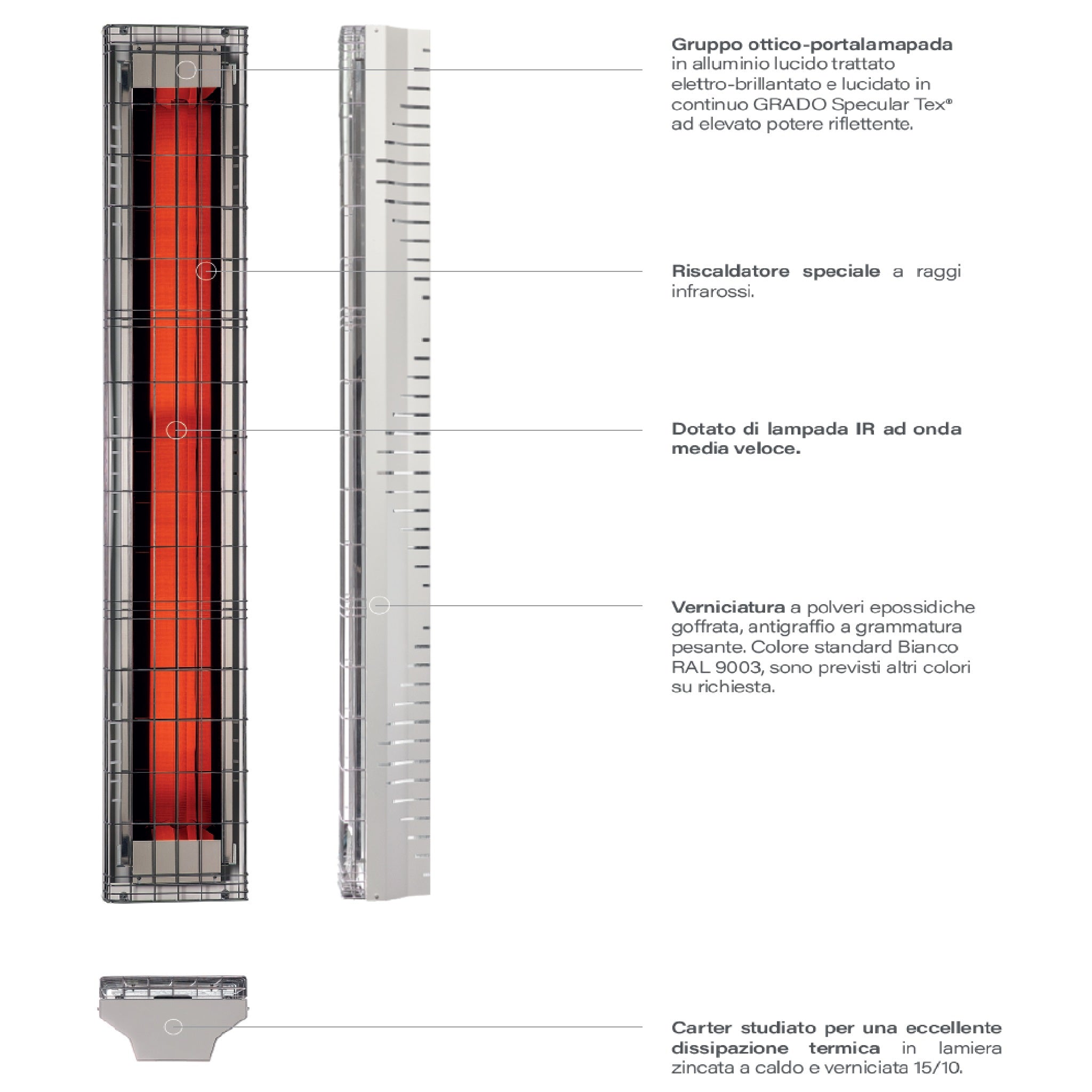 Riscaldatore Infrarossi Professionale GRADO OMV-2500XL 2500W