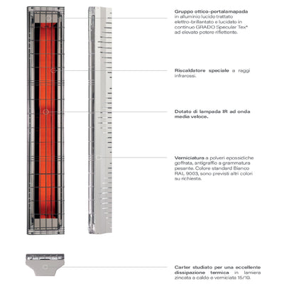 Riscaldatore Infrarossi Professionale GRADO OMV-2500XL 2500W