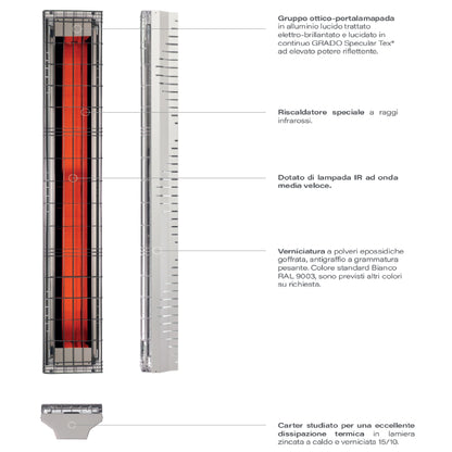 Riscaldatore Infrarossi Professionale GRADO OMV-2500XL 2500W