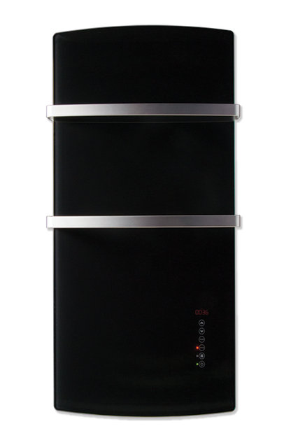 Radialight DEVA 1500W - Scaldasalviette Vetro con Funzione Turbo | Bianco Onice e Nero Vulcano