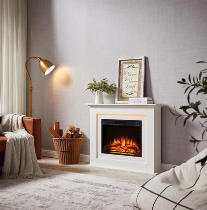 Camino Elettrico Indipendente BALDERIA Finn-DESIGN Bianco | Effetto Fiamma 3D e Riscaldamento Smart