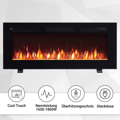 Camino Elettrico BALDERIA Leif 40 Pollici Nero | 3-in-1: Da Incasso, a Parete e Autoportante