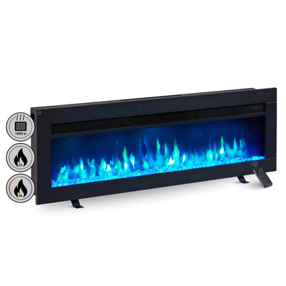 Camino Elettrico BALDERIA Agnes 40 Pollici (102 cm) | Da Incasso e a Parete, Effetto Fiamma 3D Nero