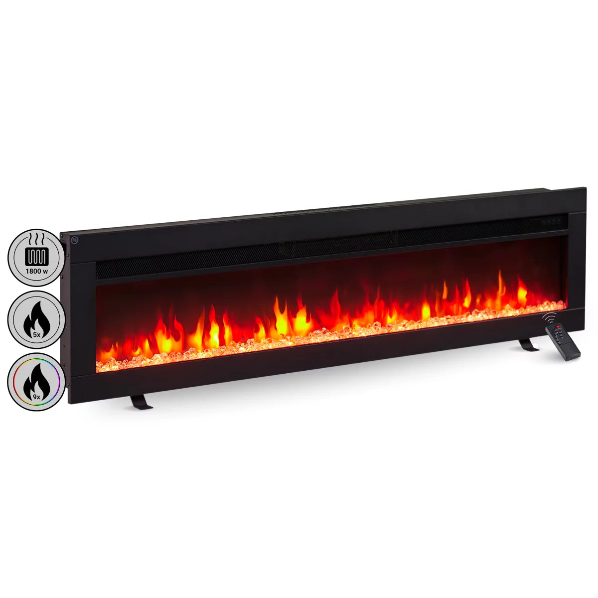 Camino Elettrico BALDERIA Agnes 50 Pollici | 3-in-1: Da Incasso, a Parete e Indipendente, Effetto Fiamma 3D
