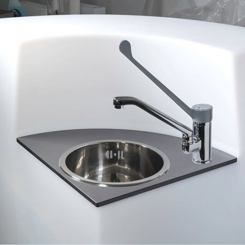 Lavabo con rubinetto soffione e piano hpl preforato (kit lavamani) bancone Marvy Lyxo