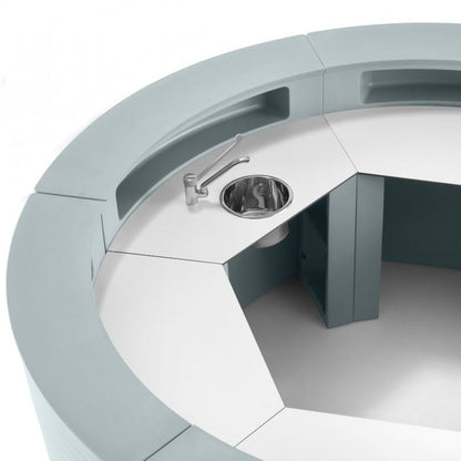 Lavabo con rubinetto sifone e piano hpl preforato per hangar 60 (kit lavamani)