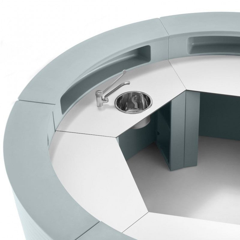 Lavabo con rubinetto sifone e piano hpl preforato per hangar 60 (kit lavamani)