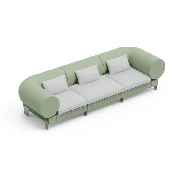 Divano 3 Posti per Esterno Stile Pop Colore Verde 309 cm Giada Rhor - Lyxo
