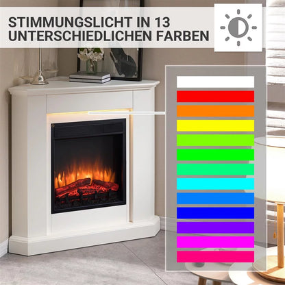 Caminetto Elettrico BALDERIA Candela Bianco | Stufa Angolare 2000W con Effetto Fiamma