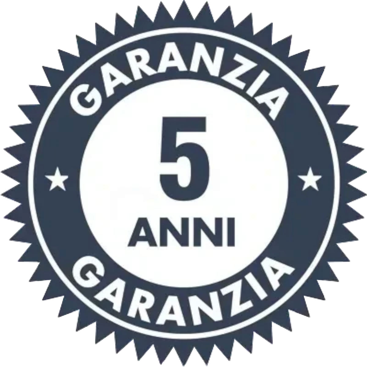 Sigillo di garanzia 5 anni Klimago™ per radiatori elettrici Radialight, design circolare blu scuro con testo bianco.