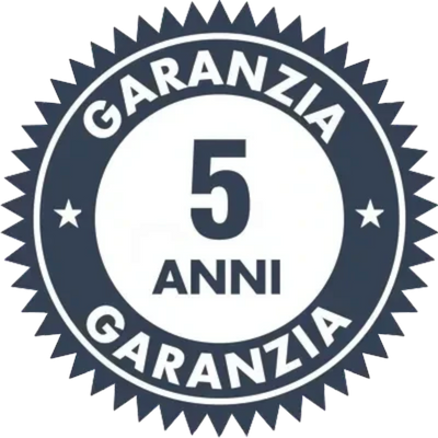 Sigillo di garanzia 5 anni Klimago™ per radiatori elettrici Radialight, design circolare blu scuro con testo bianco.