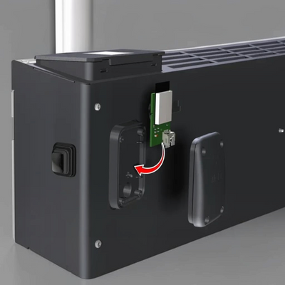 Installazione del modulo Wi-Fi Klimago™ sul radiatore elettrico Radialight AETHEREA, dettaglio tecnico del vano interno