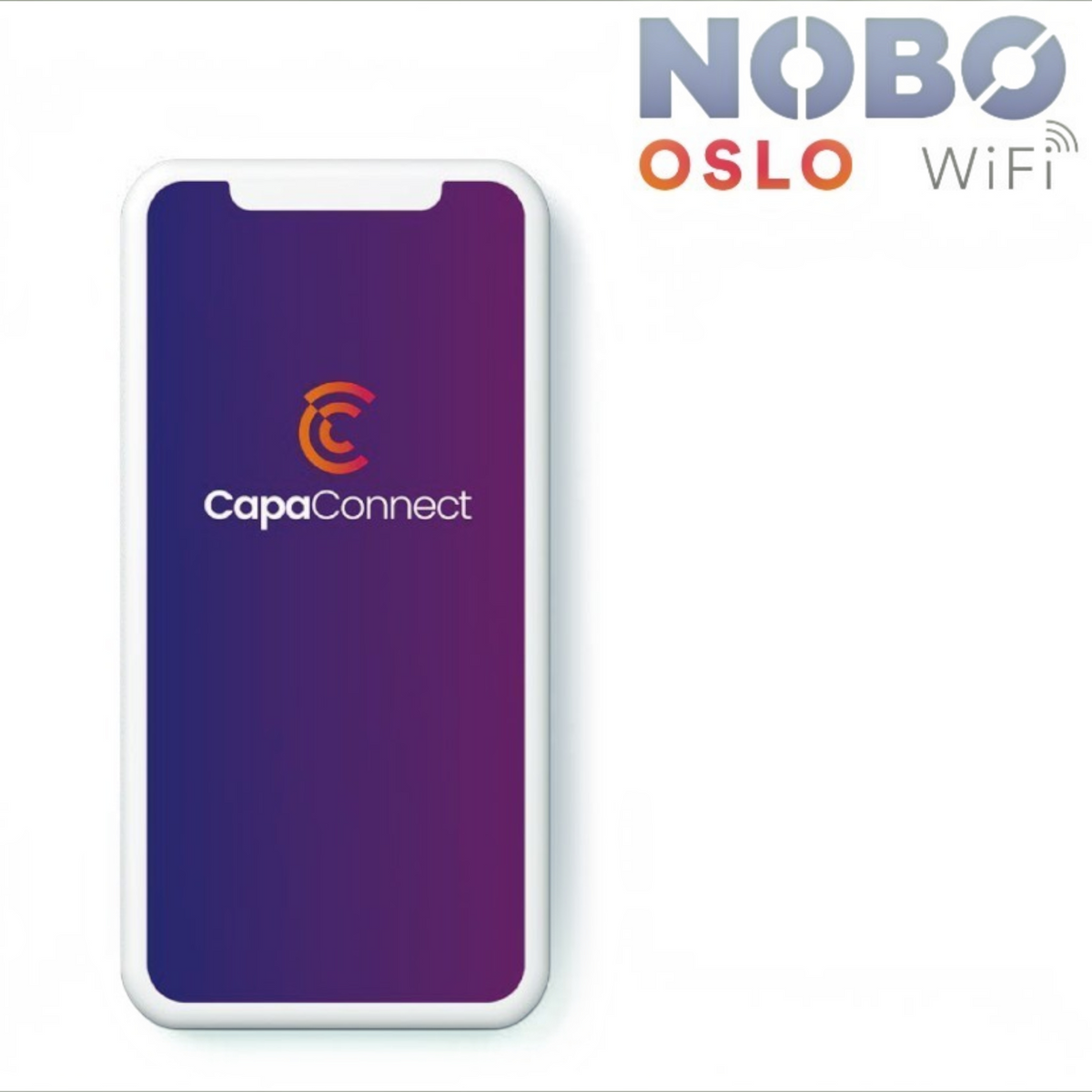 Smartphone con app Capa Connect per il controllo remoto del radiatore elettrico norvegese Klimago™ NOBO OSLO WiFi