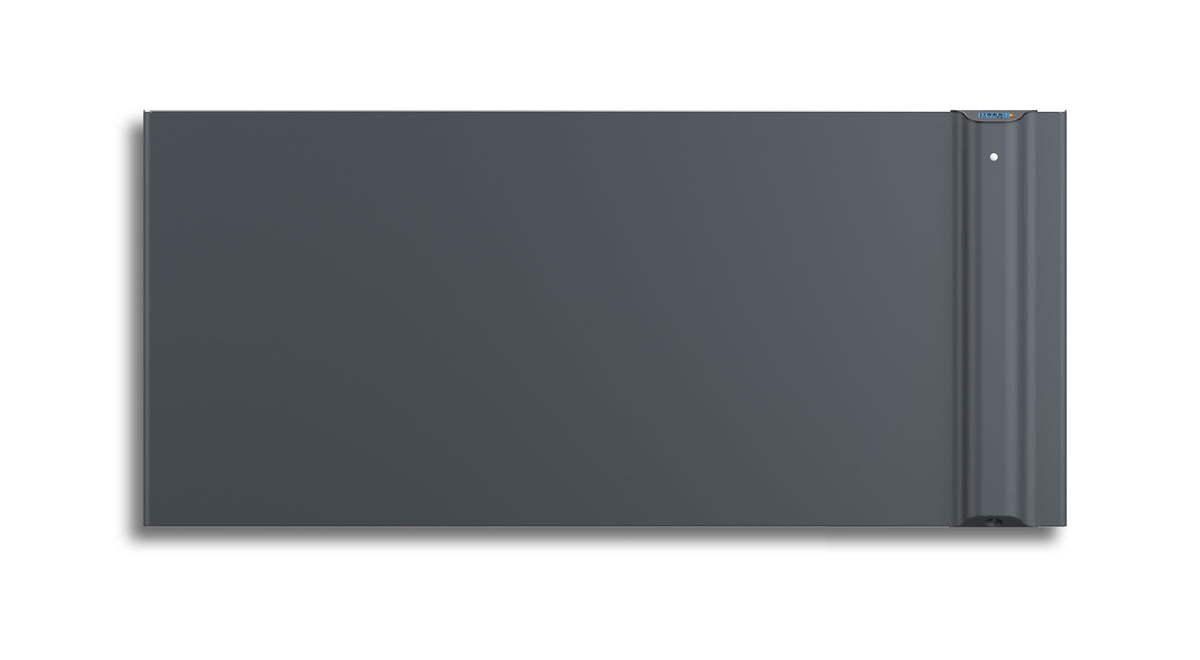 Radiatore elettrico digitale Klimago™ Radialight KLIMA Wi-Fi di colore grigio antracite con design moderno a parete.