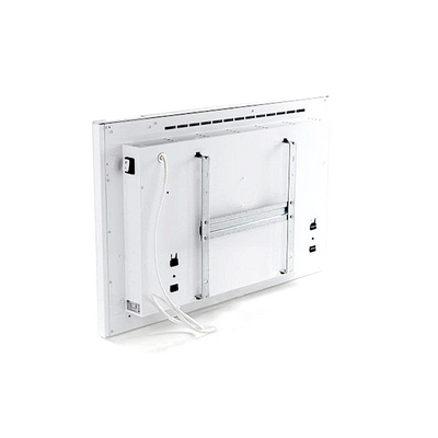 Vista posteriore del radiatore elettrico bianco Radialight KLIMA Dual-Therm con staffa di montaggio Klimago™