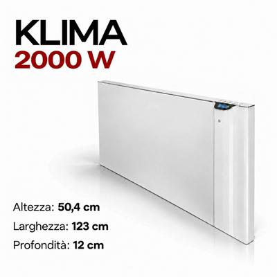 Radiatore elettrico da parete Klimago™ Radialight KLIMA Dual-Therm 2000W bianco con display digitale