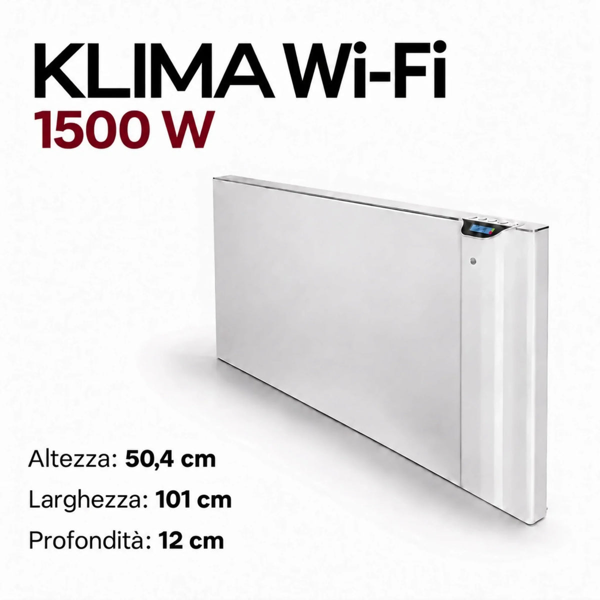 Radiatore elettrico Klimago™ Radialight KLIMA Wi-Fi 1500W bianco con display digitale per riscaldamento domestico