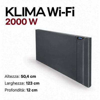 Radiatore elettrico Klimago™ Radialight KLIMA Wi-Fi 2000W, design moderno colore antracite con display digitale