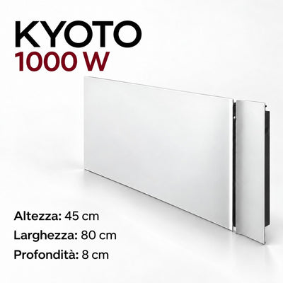 Radiatore elettrico da parete Klimago™ Radialight KYOTO 1000W ultra piatto in bianco ghiaccio con tecnologia Dual-Therm