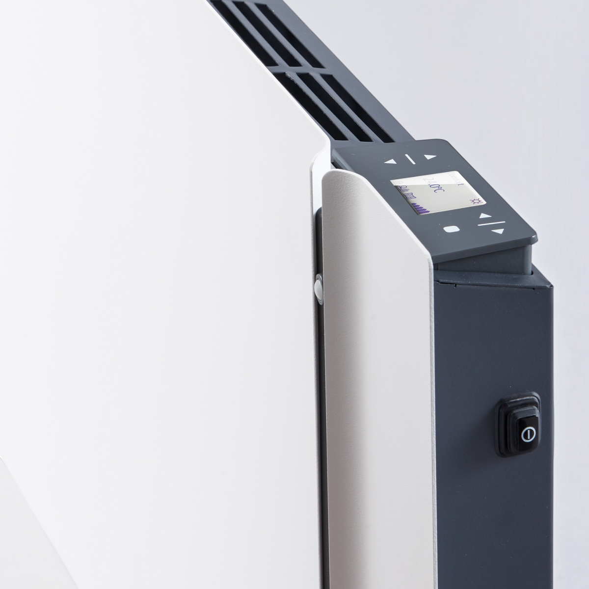 Radiatore elettrico da parete Radialight KYOTO Dual-Therm bianco con display touch, venduto da Klimago™