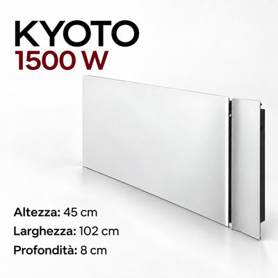 Radiatore elettrico da parete Klimago™ Radialight KYOTO 1500W ultra piatto in bianco ghiaccio con tecnologia Dual-Therm