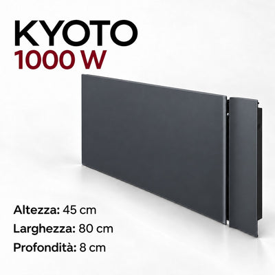 Radiatore elettrico da parete Klimago™ Radialight KYOTO 1000W in grigio antracite con design ultra piatto