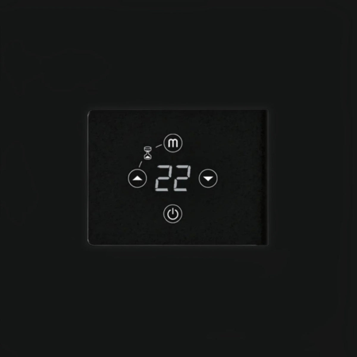 Display touch del radiatore elettrico verticale Radialight MIKADO disponibile su Klimago™ con controllo temperatura