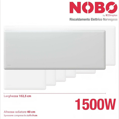 Radiatore elettrico norvegese Klimago™ NOBO TOP 1500W bianco a convezione naturale con termostato digitale