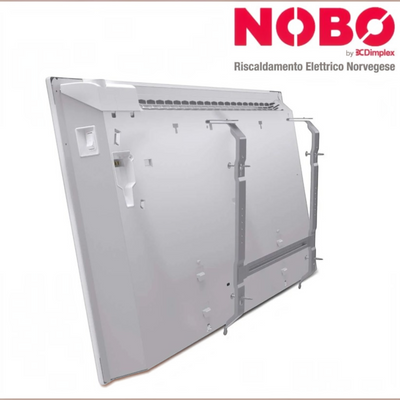 Radiatore elettrico norvegese Klimago™ NOBO TOP bianco con staffe di fissaggio a parete per riscaldamento a convezione