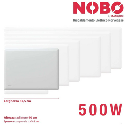 Radiatore elettrico norvegese Klimago™ NOBO TOP bianco a convezione naturale con termostato digitale NCU-2Te