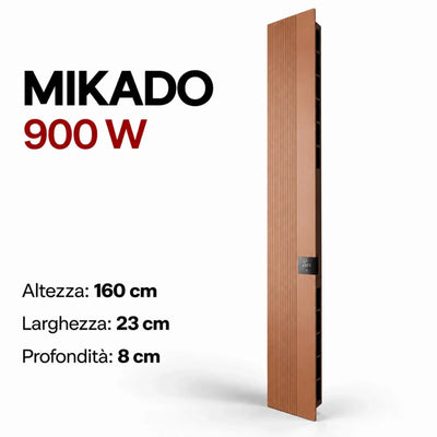 Radiatore elettrico verticale Klimago™ MIKADO 900W color bronzo con design sottile e controllo touch integrato