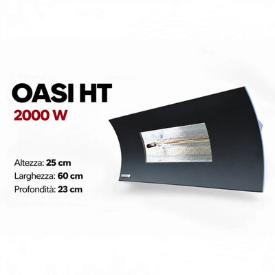 Riscaldatore a infrarossi esterno Klimago™ Radialight OASI HT 2000W nero opaco con riflettore in alluminio martellato