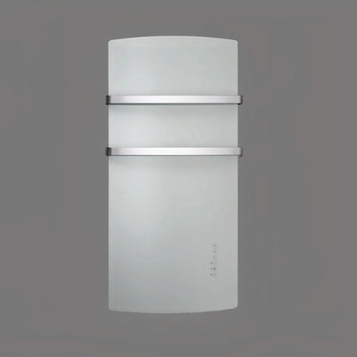 Scaldasalviette elettrico in vetro bianco Klimago™ Radialight DEVA con portasalviette in alluminio e controllo touch