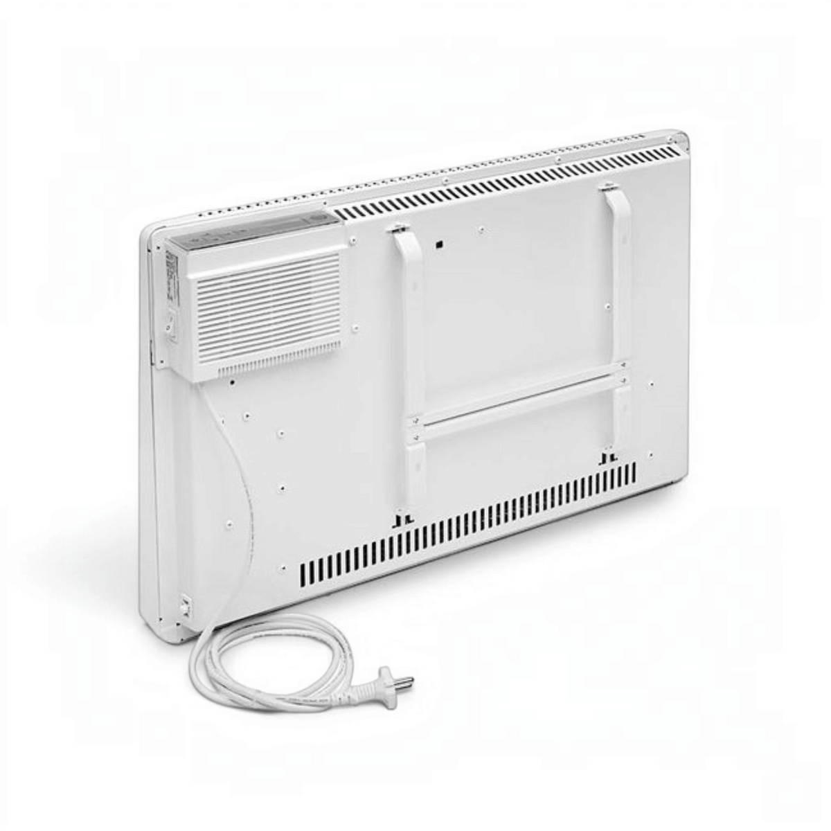 Vista posteriore del termoconvettore elettrico digitale Radialight SIRIO bianco in vendita su Klimago™