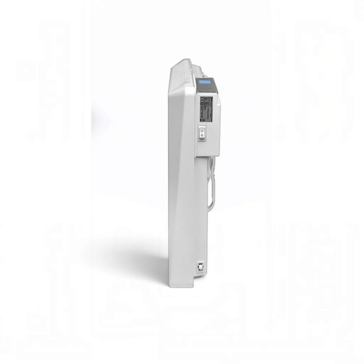 Termoconvettore elettrico digitale Radialight SIRIO bianco visto di profilo, disponibile su Klimago™