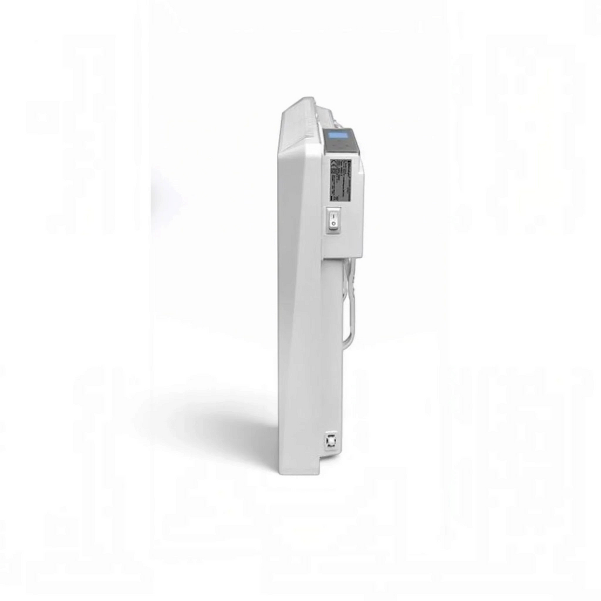 Termoconvettore elettrico digitale Radialight SIRIO bianco visto di profilo, disponibile su Klimago™
