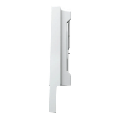 Termoventilatore con specchio bianco lucido Radialight QUADRO VISIO visto di profilo, disponibile su Klimago™