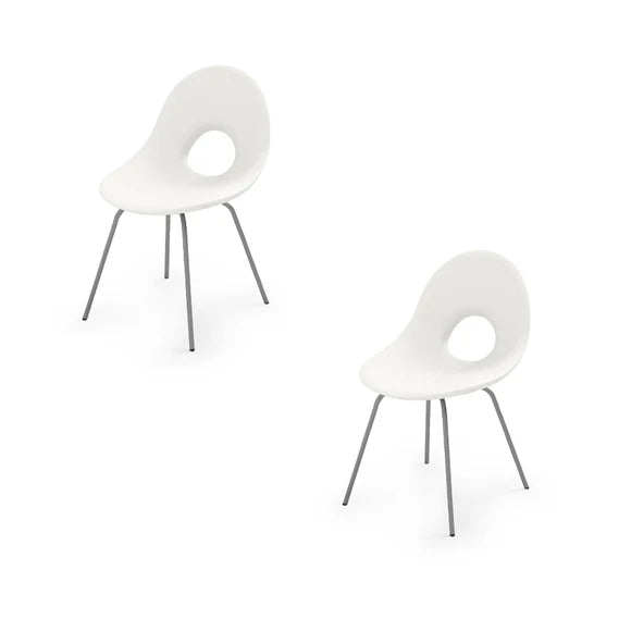 Set 2 Sedie Impilabili in Polietilene 4 Gambe h 83 cm Colore Bianco Candy - Lyxo