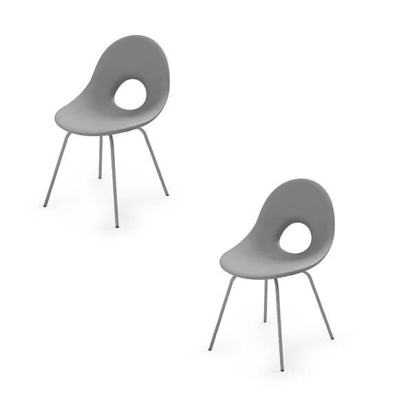 Set 2 Sedie Impilabili in Polietilene 4 Gambe h 83 cm Colore Grigio Candy - Lyxo