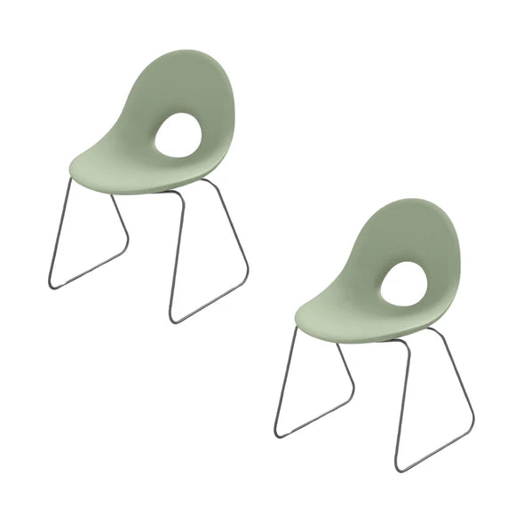 Set 2 Sedie Impilabili in Polietilene Slitta h 79 cm Verde Giada Candy - Lyxo